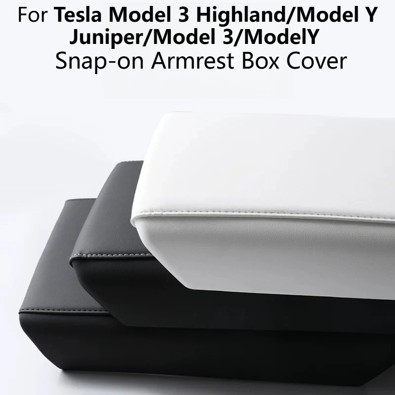 For Tesla Model 3 Highland/Model Y Juniper/3/Y Armrest Cover Snap-on Protective Shell Precise Fit Interior Mod Car Accessories