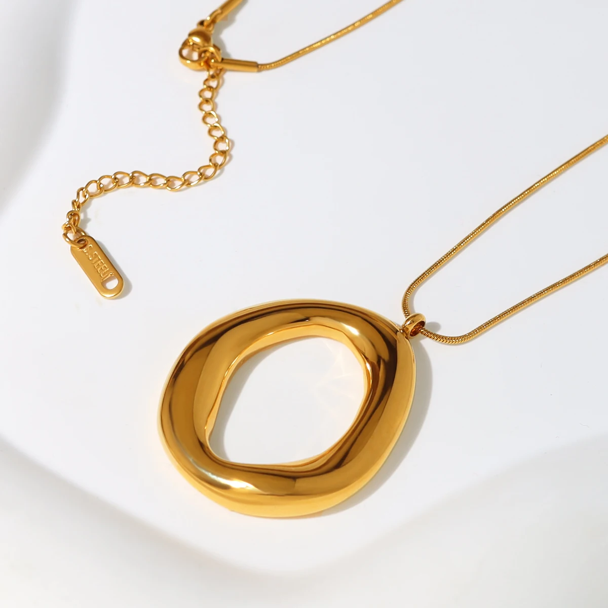 WILD & FREE Stainless Steel Irregular Pendant Necklace for Women Snake Bone Chains Trendy 18K Gold Plated Jewelry