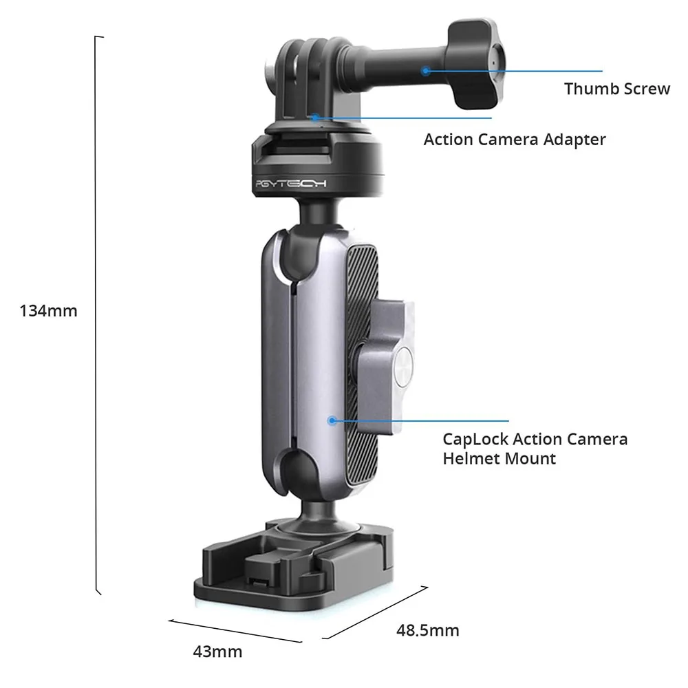 PGYTECH CapLock Action Camera Motor Bike Helmet Adhesive Mount Chin Bracket For DJI POCKET 3 Osmo Action 4/3 Gopro12/11/10/9