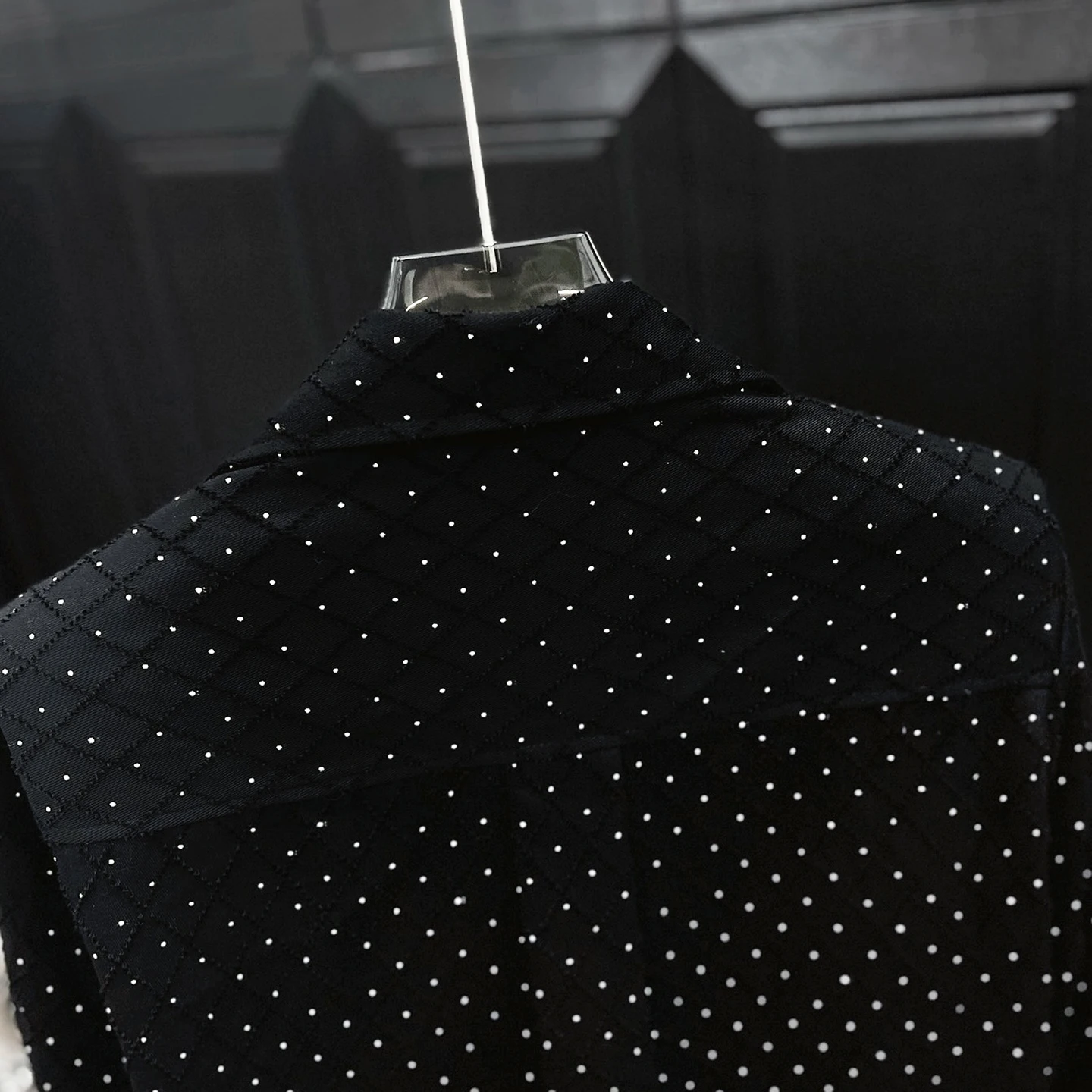 Men's Long-sleeve Fashion Loose Trend Handsome Shoulder Padded Shirts 2025 Autumn New High-end Tops Hot Diamond Starry Sky Shirt