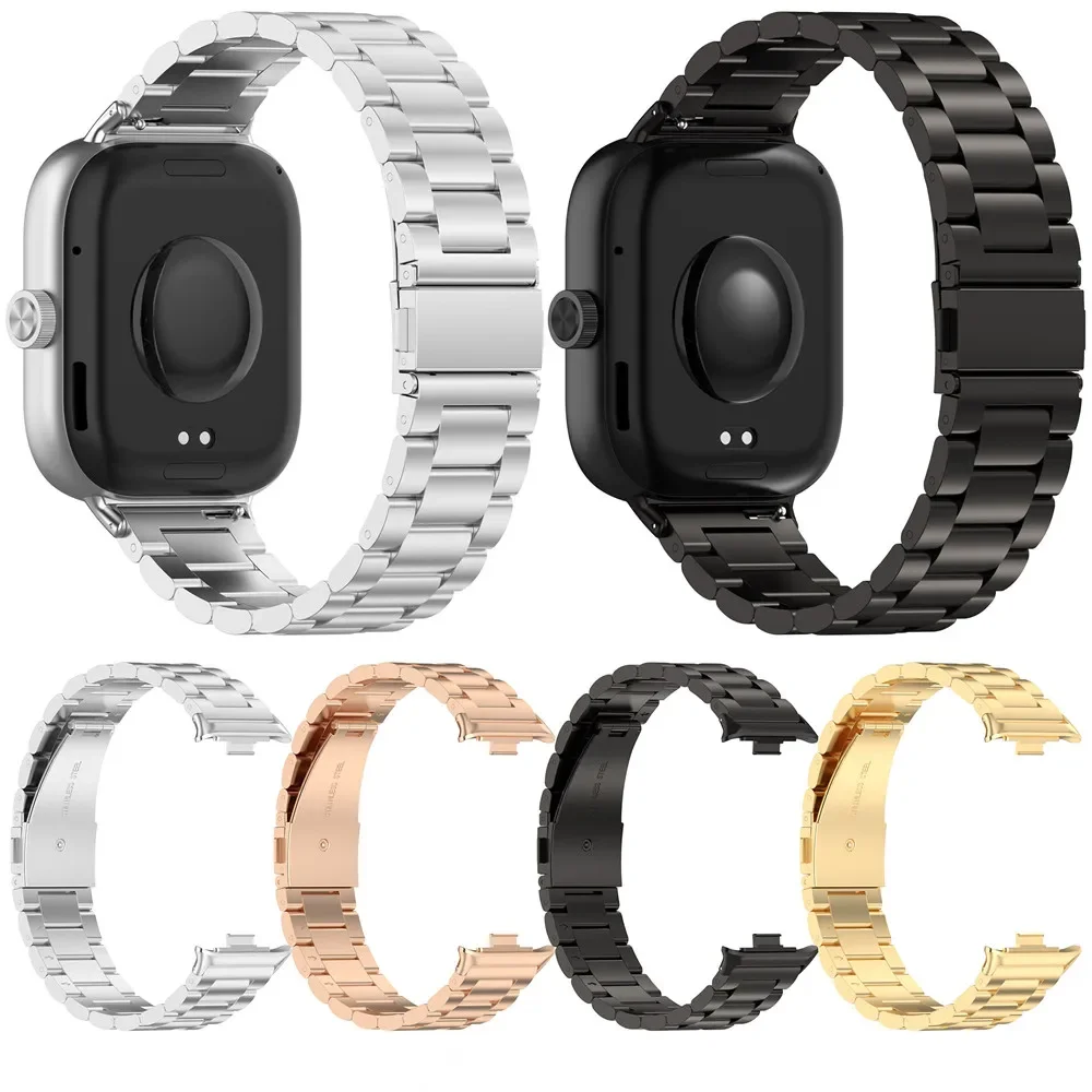 3 Beads Stainless Steel Metal Watch Strap For Xiaomi mi Band 8 9 Pro Watch Band Watchband for Redmi Watch 4