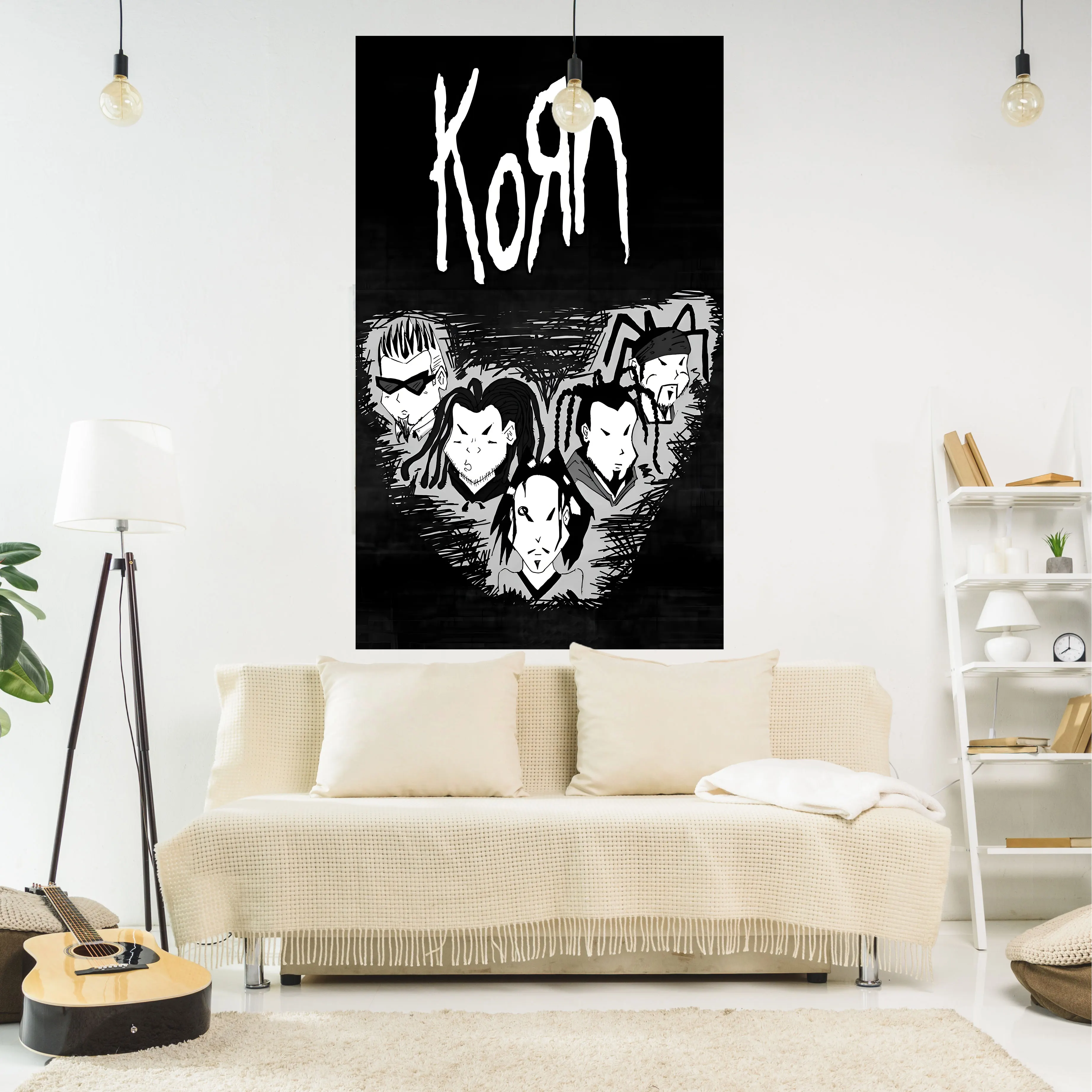 KORNS American New Metal Band Tapestries Vintage Background Cloth Art Bedroom Decoration Aesthetic Room Decor