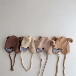 2023 Autumn Winter Baby Hat Kids Beanie Cap With Ear New Children's Knitted Hat Cute Baby Warm Ear Protection Hat