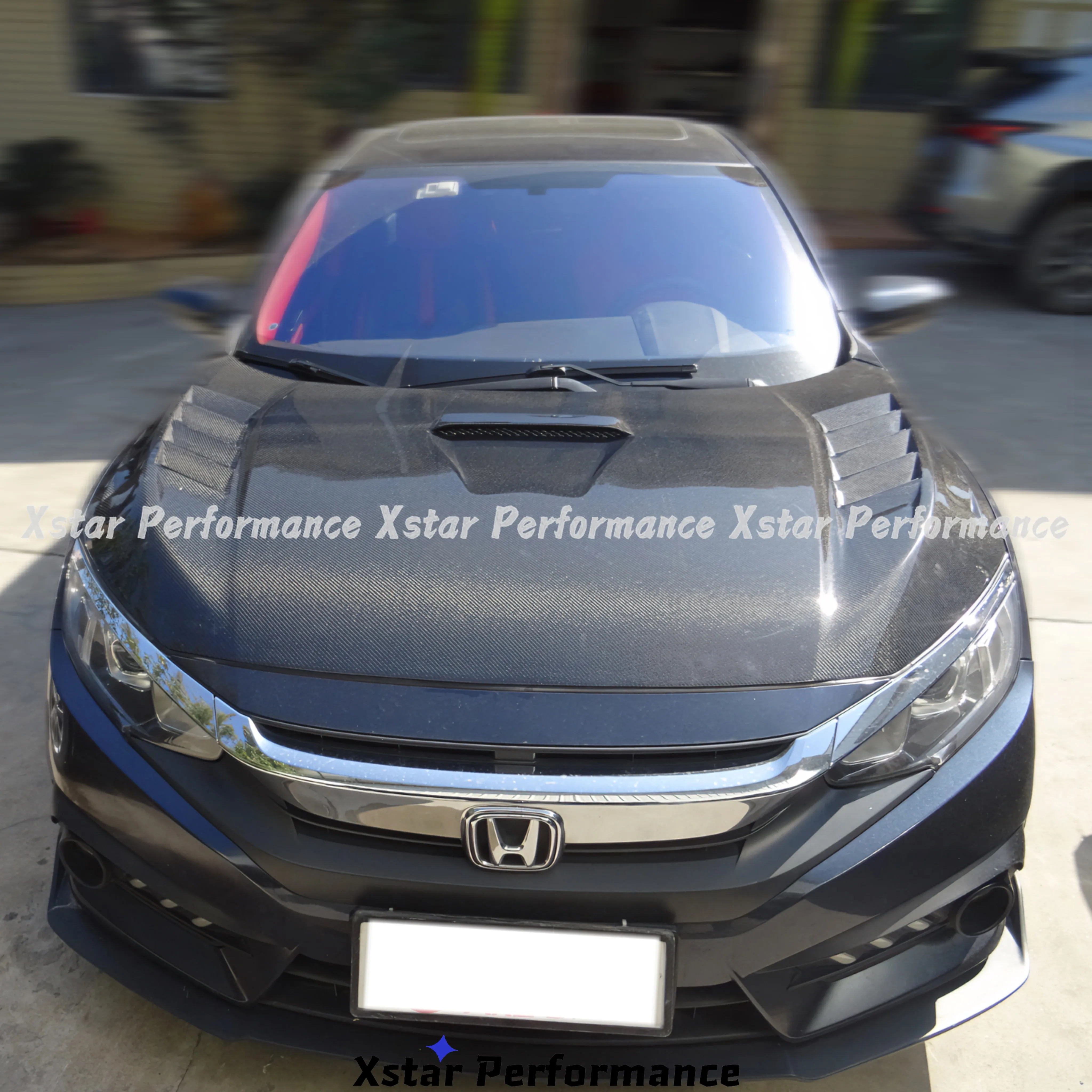 Muge Style Carbon Fiber Vented Hood Bonnet For Honda Civic X 10th Gen.