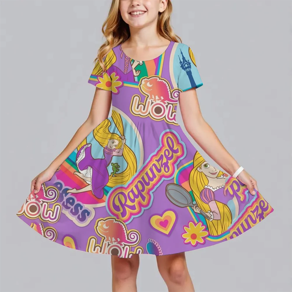 شعبية Miniso الصيف الأطفال فتاة الموضة الجديدة فستان مريح المنزل في الهواء الطلق الكرتون لطيف فستان 3D الطباعة