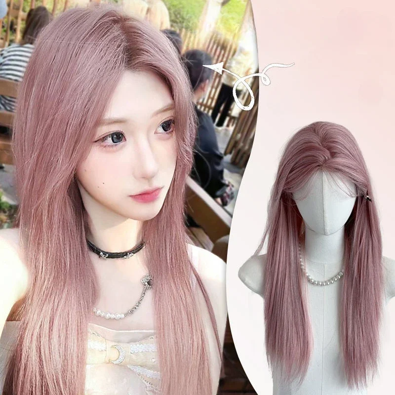 

Long Silky Straight Synthetic Pink wig Cosplay Party Lolita Hair Wigs for Women daily use Natural Heat Resistant wigs 가발