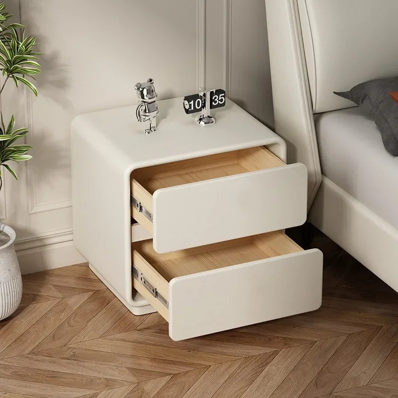 Cream wind minimalist light luxury all solid wood bedside table