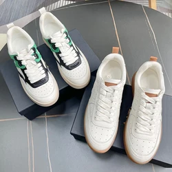 Jenny&Dave 2024 Spring Summer New Fashion Cowhide Comfortable Retro Contrast Flat Vulcanized Shoes Casual Sneakers Women's Shoes