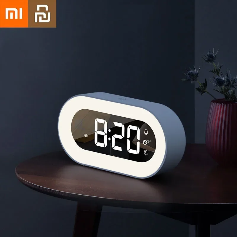 Xiaomi-Música Digital LED Despertador, Controle de Voz, Luz Noturna, Design, Desktop, Casa, Mesa, Decoração, Youpin, Presente Infantil