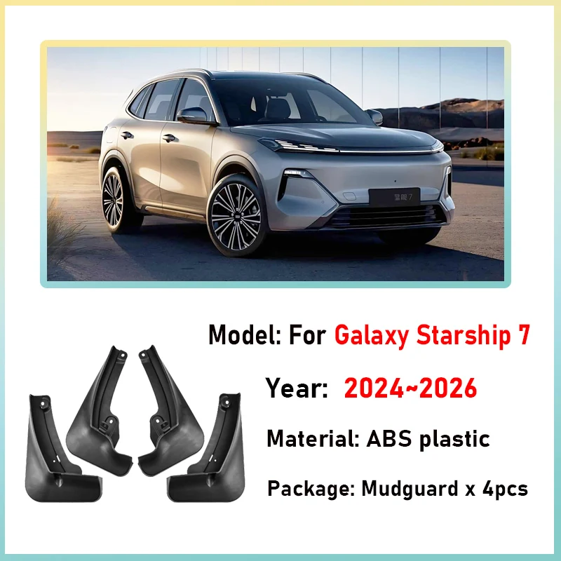 4 Uds guardabarros de coche para Geely Galaxy Starship 7 EM-i 2024 2025 2026 guardabarros delantero trasero antisalpicaduras guardabarros herramientas de rueda Accesorios