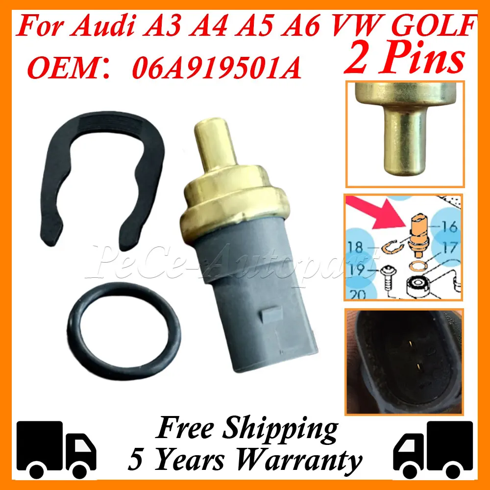 

Engine Coolant Temperature Sensor w/O-ring 06A919501A For Audi A3 A4 A5 A6 VW GOLF Seat Skoda 06A919501 06A 919 501A 06A 919 501