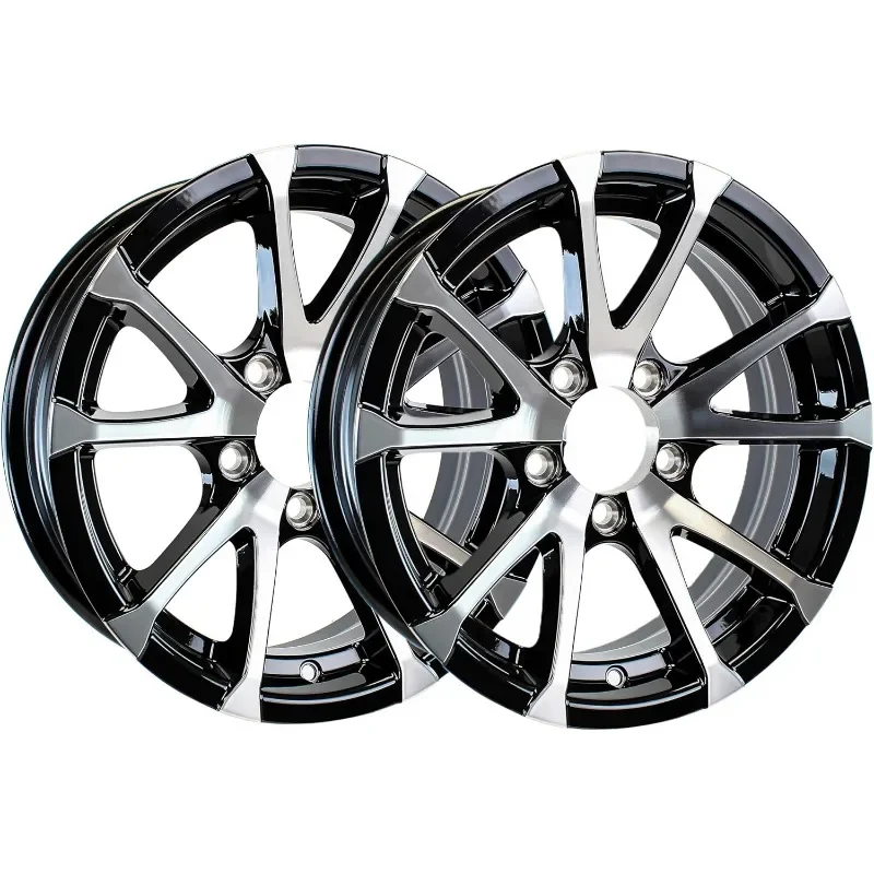 5 العروة 13 بوصة. عجلات إطارات مقطورة من الألومنيوم مكونة من قطعتين من أفالانش على شكل حرف V/أسود