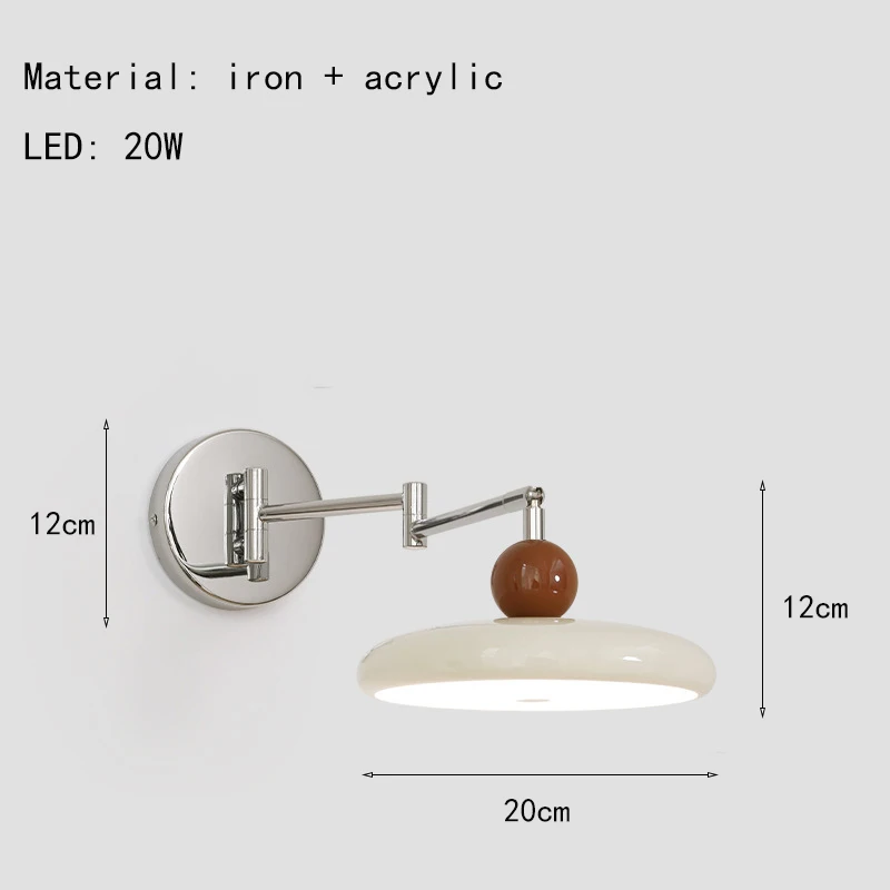 Scandinavische crèmekleurige ijzeren wandlamp Moderne intrekbare draaibare LED-wandlamp voor slaapkamer Nachtkastje Gang Verlichtingsarmaturen