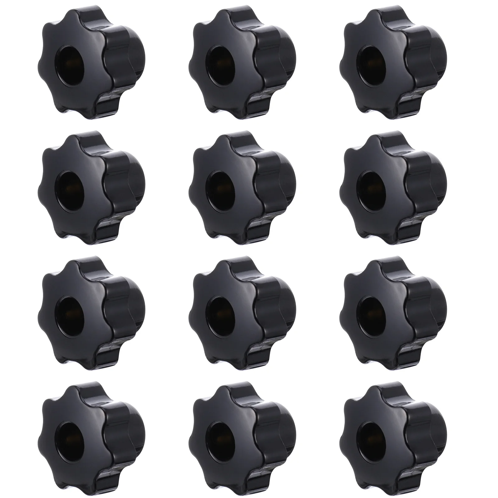 12 pcs Star Shape Thread Clamping Knob Black Plastic Handle For Machine Tool Thru Hole Screw-On Handle Knobs Plastic Clamping