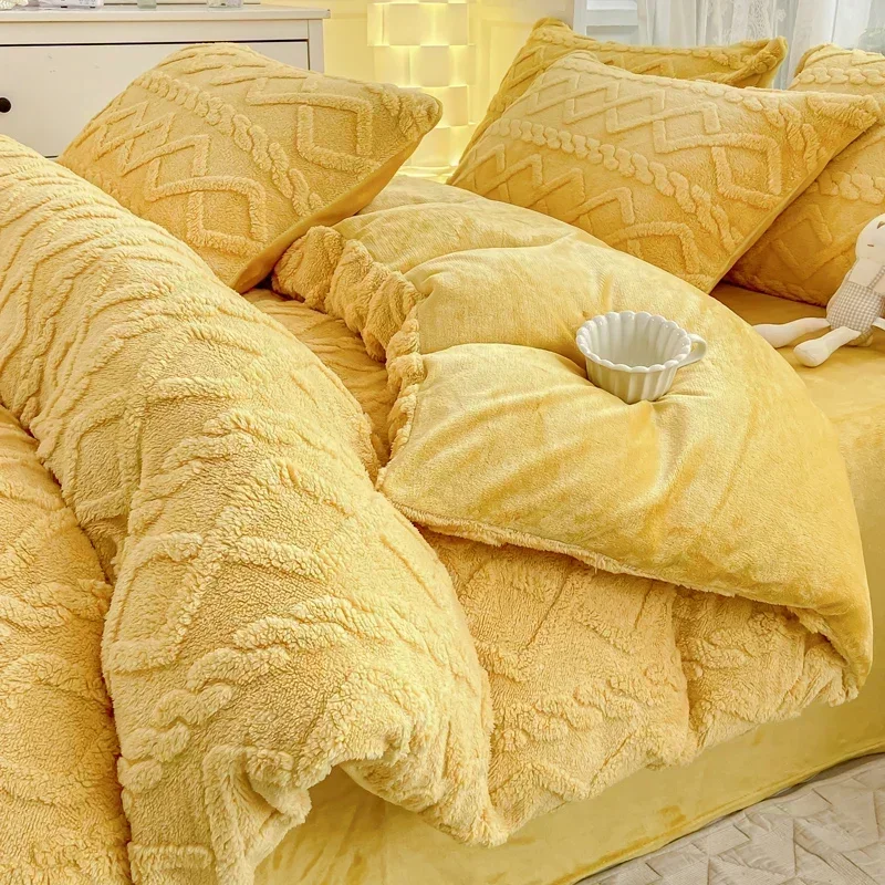 Milk Fleece Single Duvet Cover Autumn/winter Thickened Warm Solid Color Duvet Cover Bedding for Double Use
