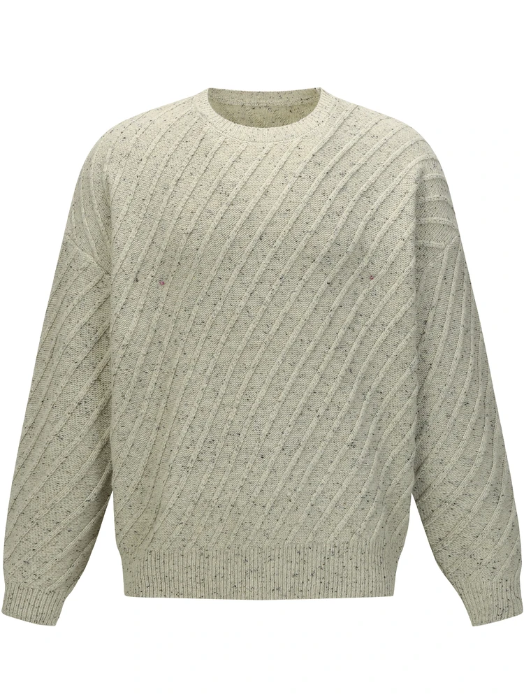 

BLAZECLO Loose Casual round Ne Knitted Base Layer American Retro Diagonal Stripe Couple Sweater Youth Vitali Sle Winter...