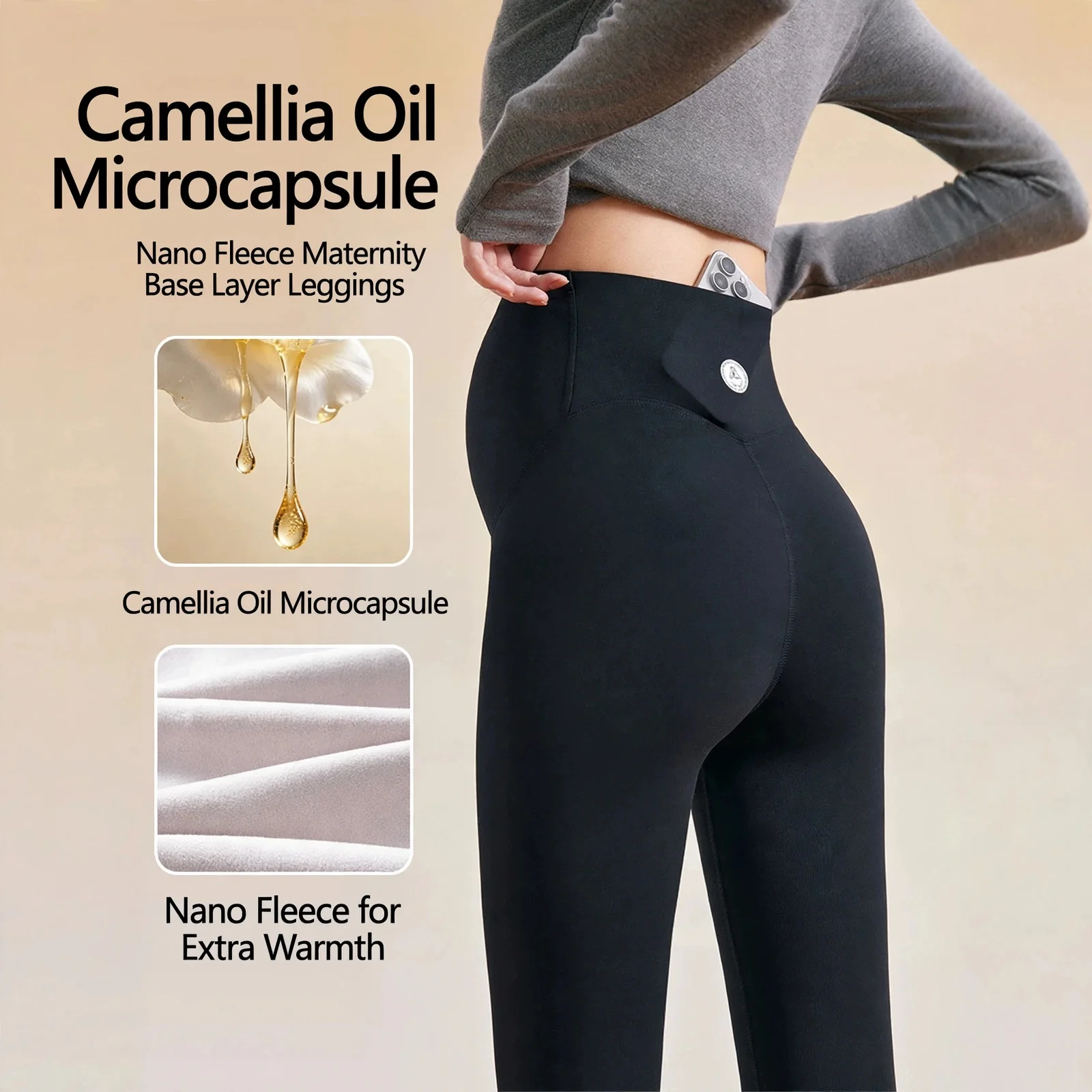 Maternity Leggings Fleece Thickened High Waist Belly Support Autumn Winter Nylon Spandex Plus Size Sweet Elegant Stretch