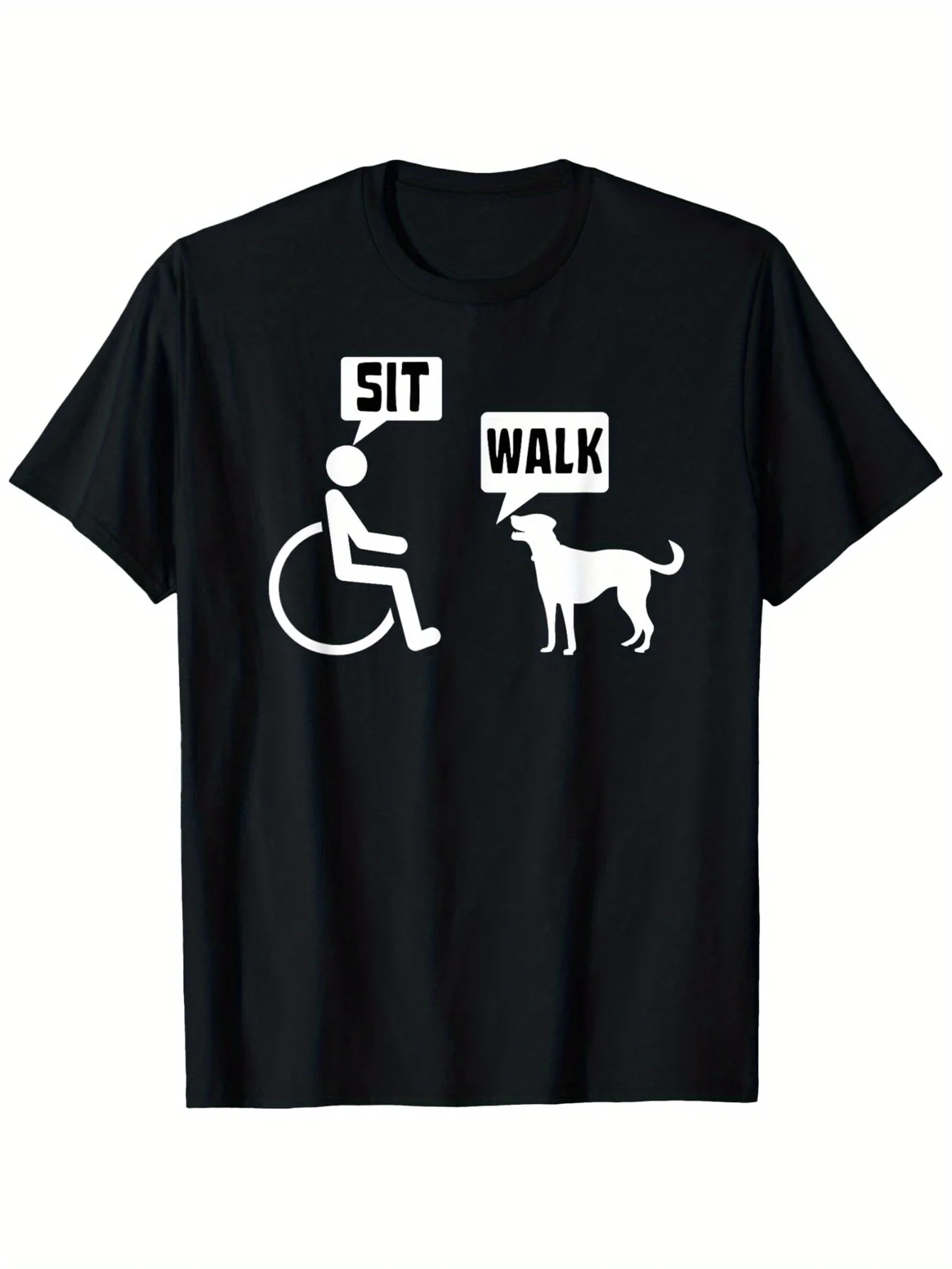 

Funny wheelchair, humorous T-shirt, wheelchair accessibility casual T-shirt with wheelchair ICONS and slogans