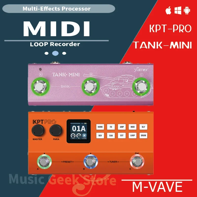 [incl-taxes]m-vave-tank-mini-kpt-pro-multi-effects-pedal-for-guitar-bass-rechargeable-cab-amp-mod-delay-reverb-ir-otg-xlr-bt