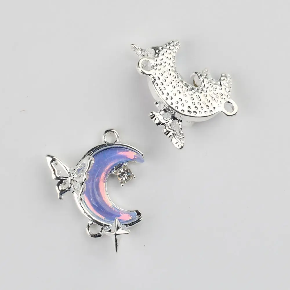 40pcs Handmade Silvery Color Jewelry Pendants Moon Butterfly Necklace Earrings Pendant Connectors Diy Jewelry Making Findings