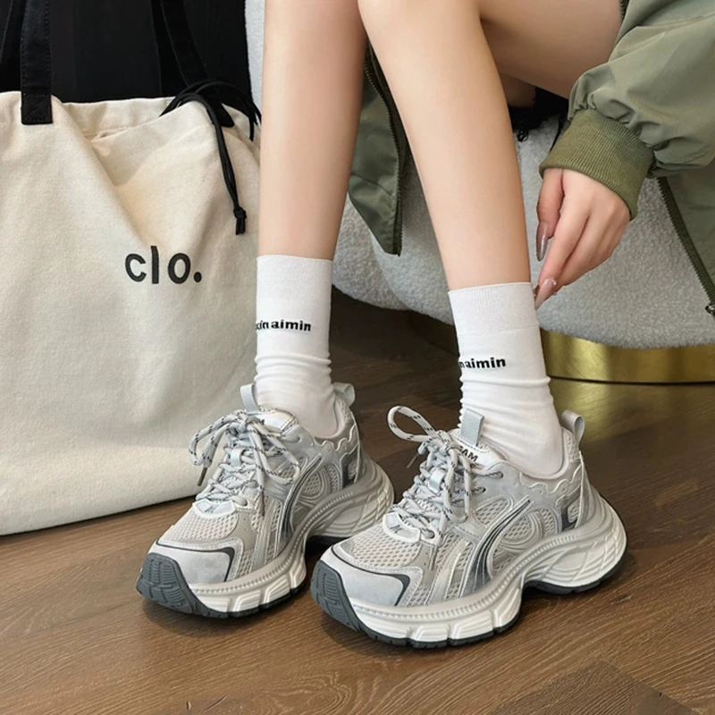 2025 Autumn New Breathable Shoes Women Versatile Lightweight Soft Sole Sneakers Casual Shoes Women Trendy Heightened Mesh Shoes