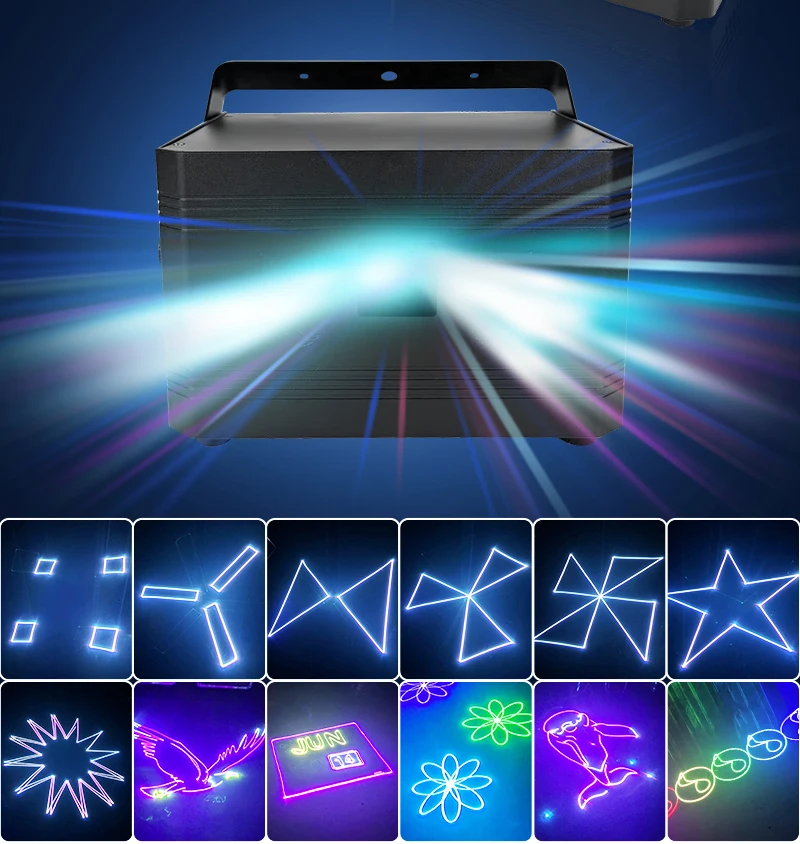 Animiertes Laserlicht, 5 W, vollfarbiges Scannen, ILDA, Bluetooth-Steuerung, DMX512, Strahlprojektor, Bar, Club, DJ, Disco, Weihnachtsfeier – Detail 1