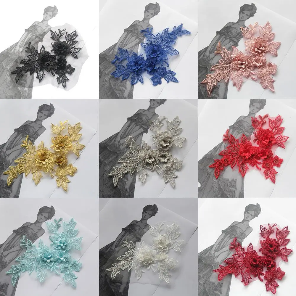 Scrapbooking DIY Craft Clothing Decoration Neckline Applique 3D Flower Lace Collar Embroidery Patches