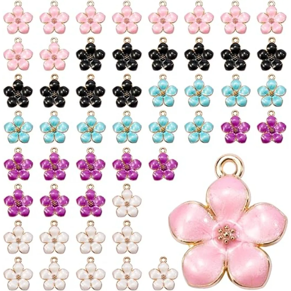 30/50/100pcs Cherry Blossom Shaped Decorative Pendants, DIY Necklaces and Earrings, for Valentine's Day and Mother's Day Gifts