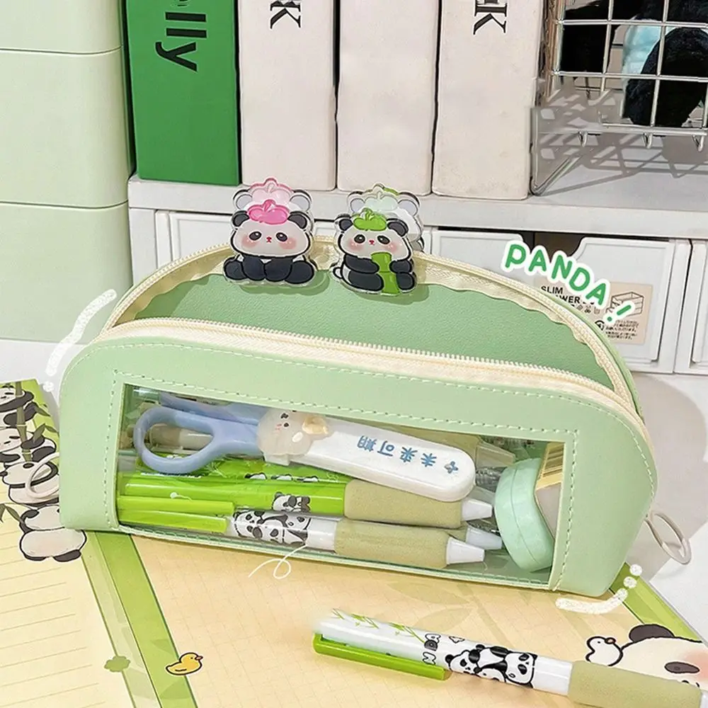 Cute Transparent Pencil Bags Simple Large Capacity Triangle Pencil Case Waterproof Multifunction Stationery Storage Box Office