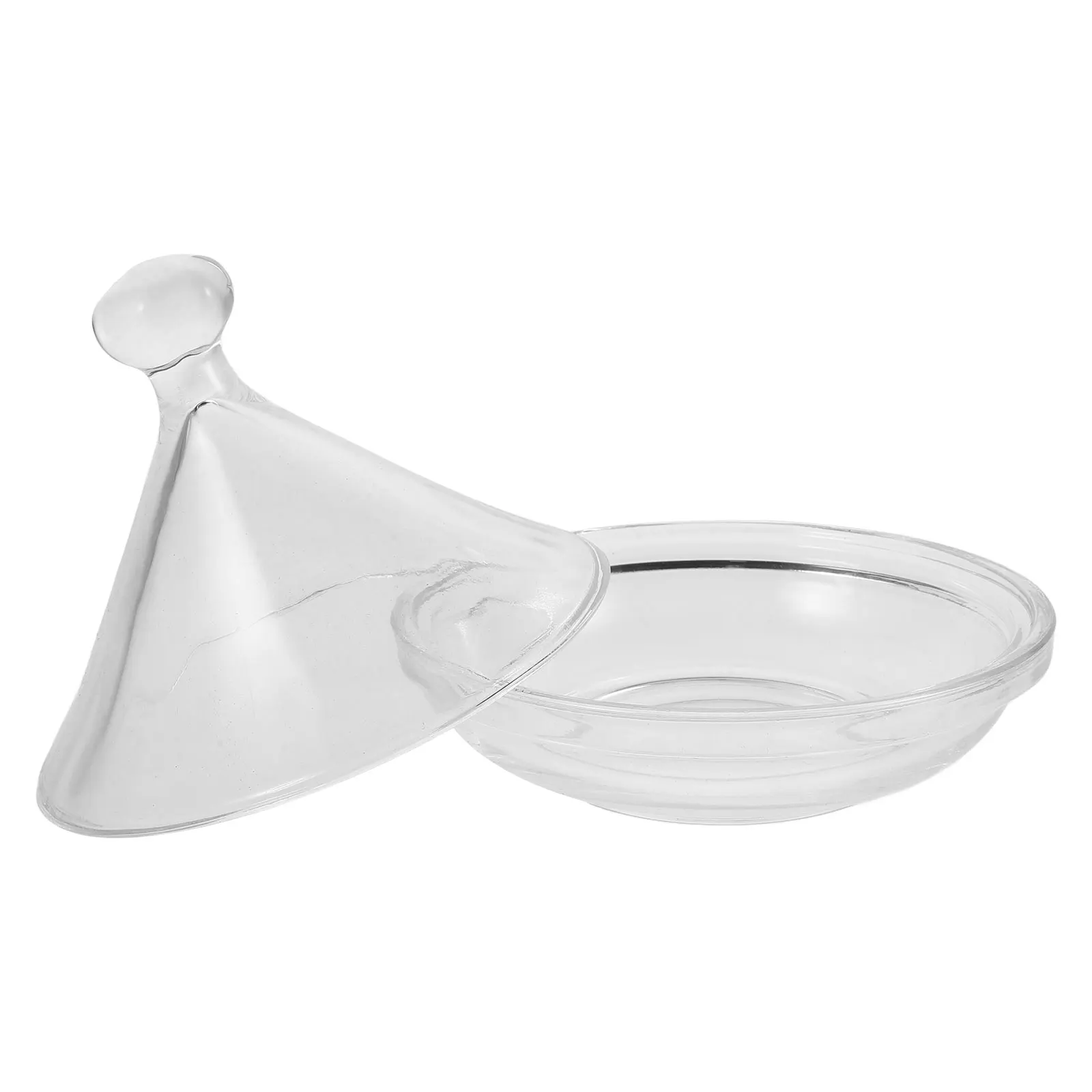 

Dome Candy Holder Elegant Glass Plate with Lid Multifunctional for Kitchen Office and Party Table Tray with Cloche