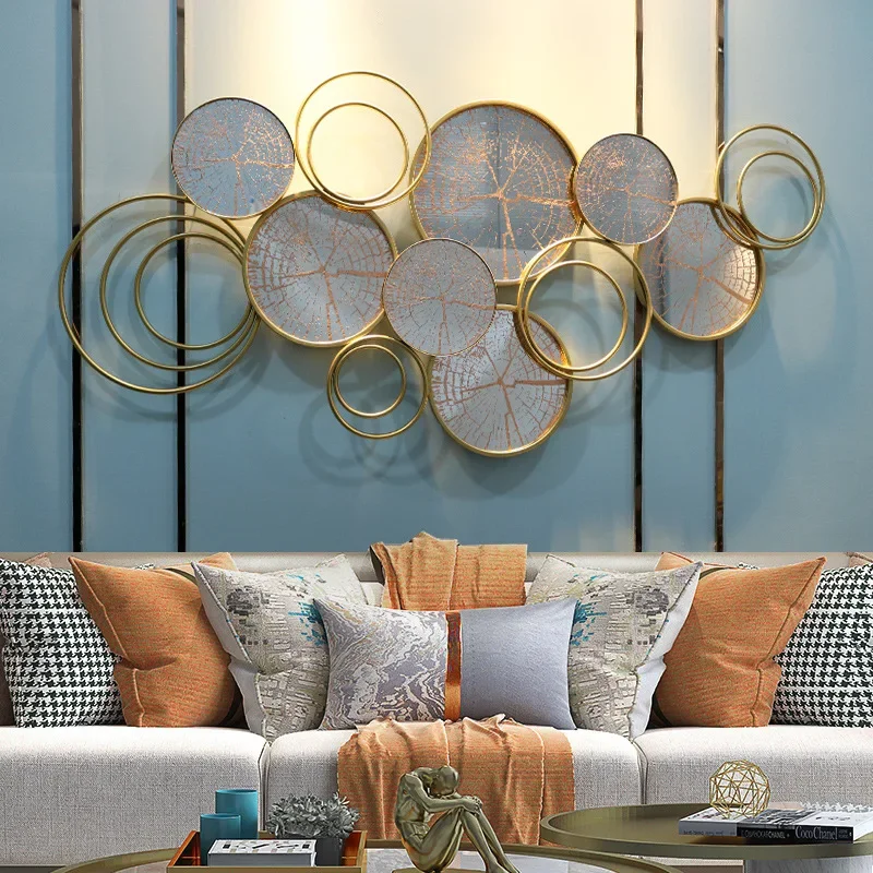 

Modern Metal Circles Wall Decor Living room decoration Glass circle ornaments indoor wall furnishing wholesale