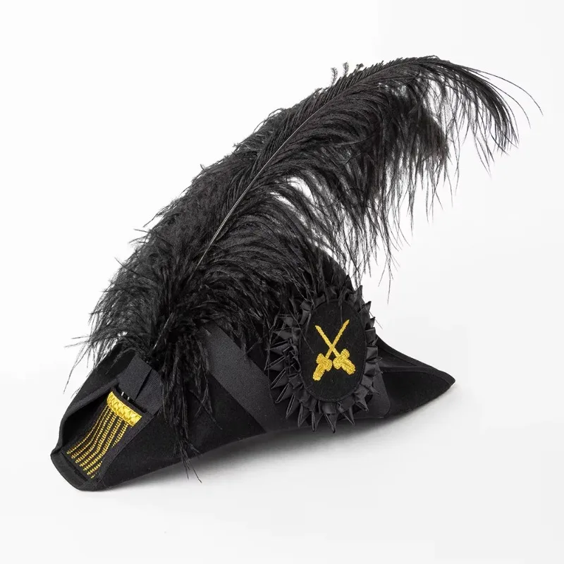 

Winter warm elegant retro wool felt pirate hat with feathers suitable for adults