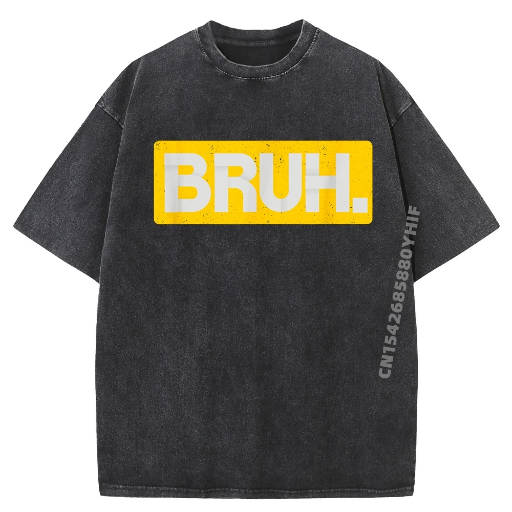 

Outdoor University Yellow-Gold Bruh Funny Saying Men T-shirt Special Graphic Tees Daily Wear Comfortable Washed T Shirt