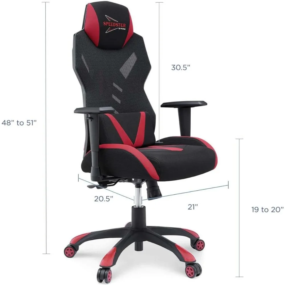 كرسي مكتب كمبيوتر للألعاب شبكي مريح من Modway Speedster باللون الأسود والأحمر