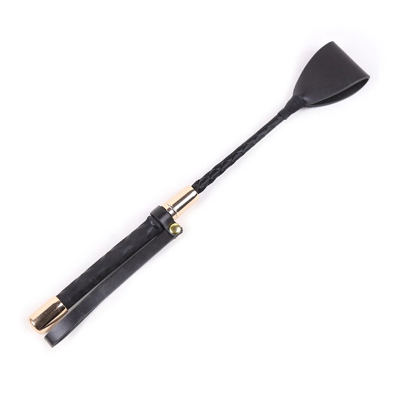 Black PU Leather Short Straight Whip, Flogger Paddle Horse Whip,Riding Crop Equestrian Horsewhip, 60cm, 30cm