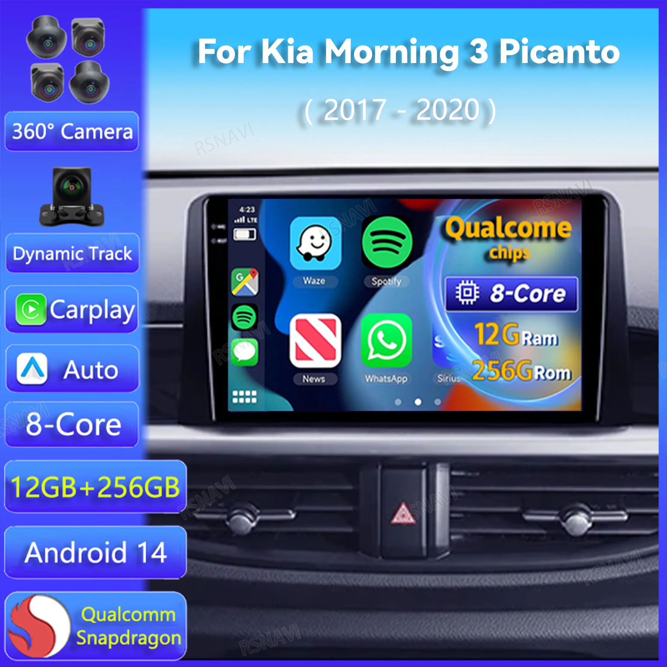 Android 14 Carplay Auto Car Radio Multimedia For Kia Morning 3 Picanto 2017 - 2020 Video Player 2K Screen 2 Din Autoradio Stereo