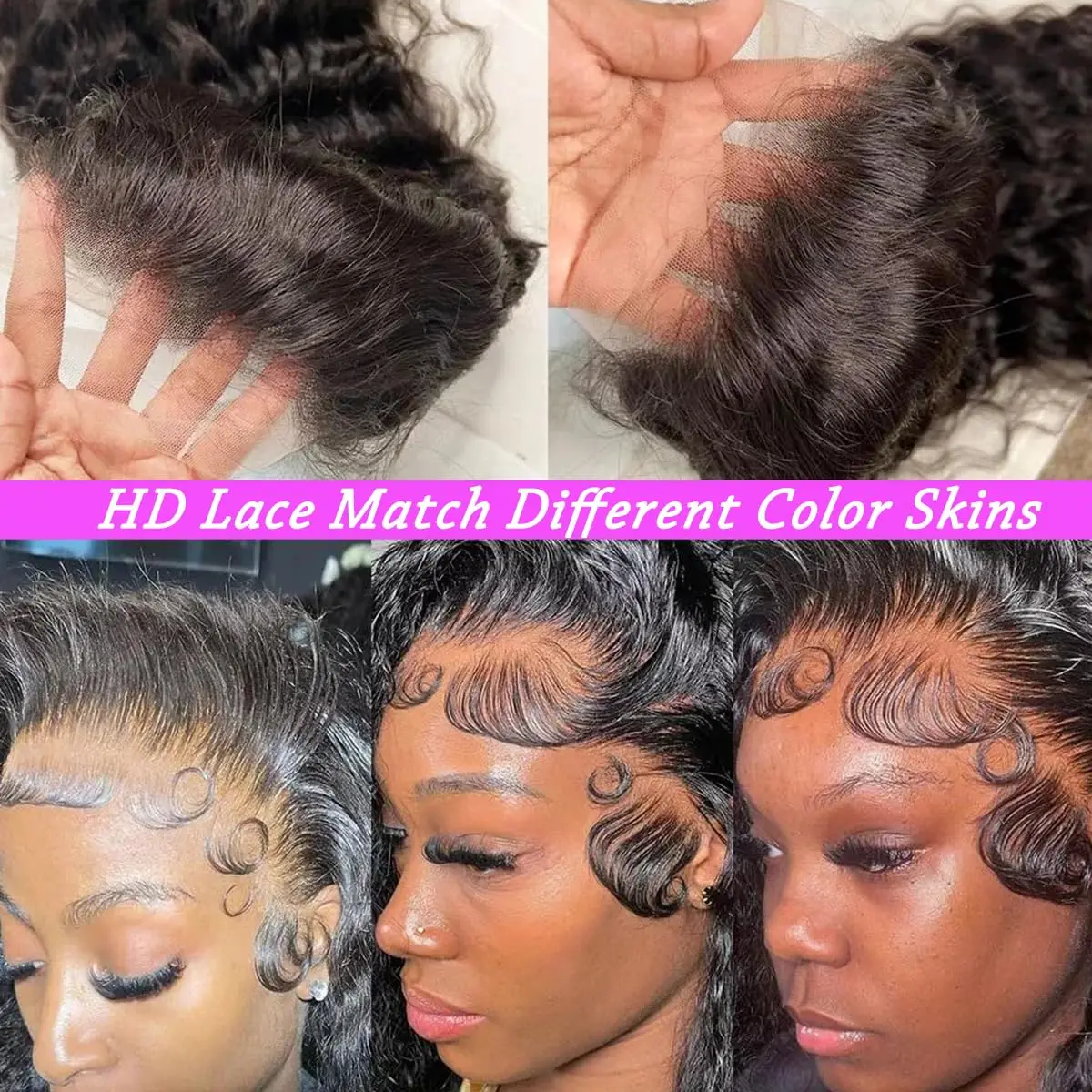 40 Inch Deep Wave Lace Front Wigs Human Hair 13x4 HD Transparent Lace Frontal Curly Wigs for Women 250% Density Glueless Wigs image 6