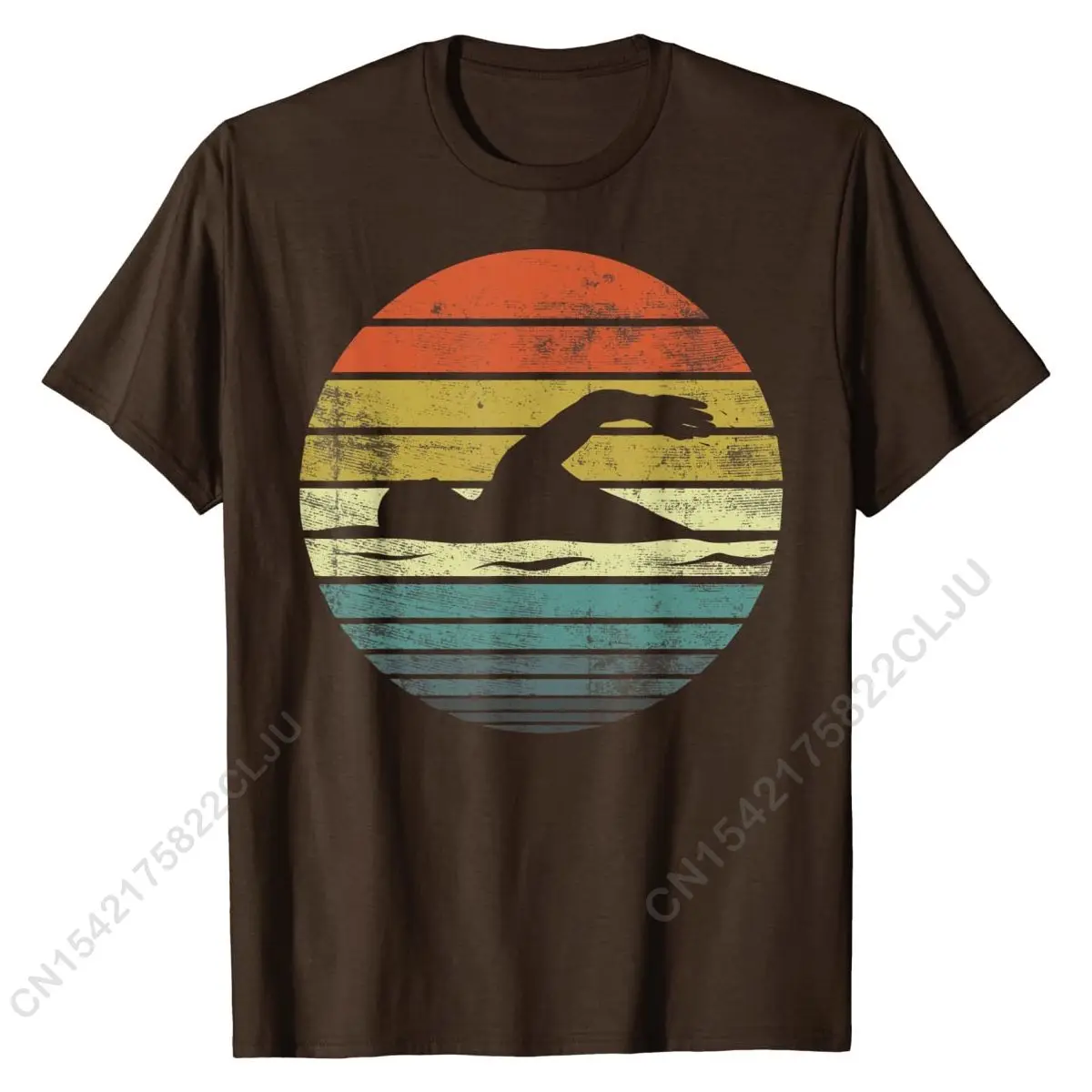 Swimmer Gifts Funny Retro Vintage Sunset Swim Swimmin T-Shirt New Design Men\'s Tshirts Cotton Tops Tees Design