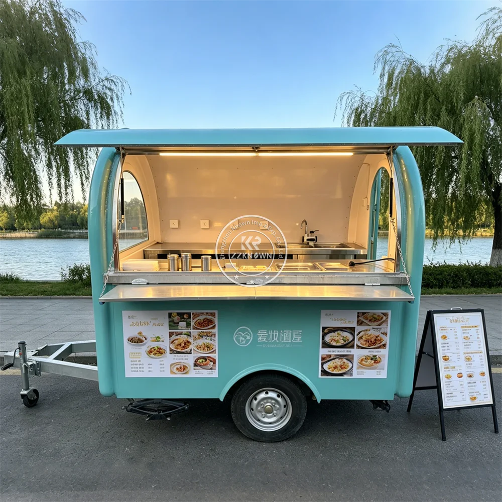 

Commercial Concession Food Cart Taco Fries Food Truck Mobile Kitchen Trailer Stainless Steel Food Trailer Fully Equipped