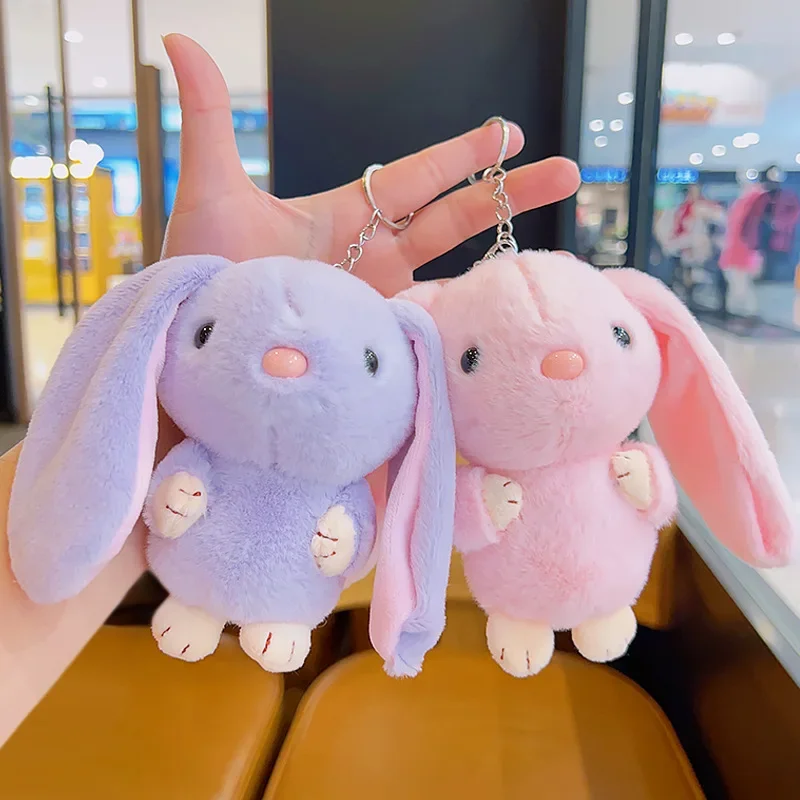 Rabbit Keychain Ring Fluffy Fur Fluffy Rabbit Rabbit Small Accessory Keychain Charming and Cute Keychain on Bag Car Key Pendant