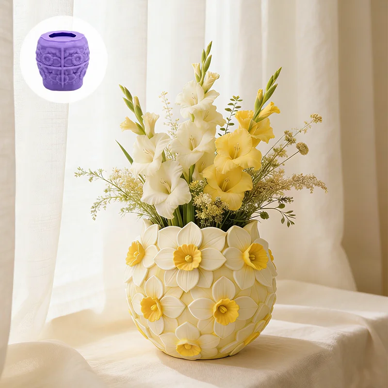 

Силиконовая форма в форме нарцисса с изысканной текстурой; идеально подходит для создания букетов из свежих цветов, цветочных горшков, декоративных украшений, цветочных композиций.