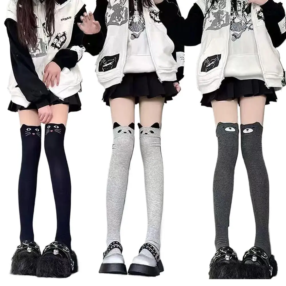 2025 nette Katze Gedruckt Overknee Strümpfe Casual Täglichen Baumwolle Warme Oberschenkel Über Knie Socken Kawaii Herbst Winter Frauen Lange Socke