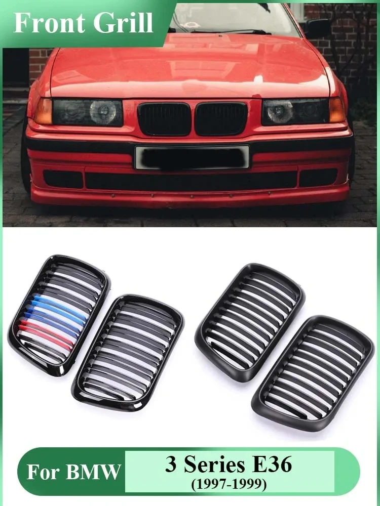 Air Intake Lower Matte Black Front Bumper Kidney M Style Grille Racing Grills Facelift for BMW 3 Series E36 LCI 1997 1998 1999