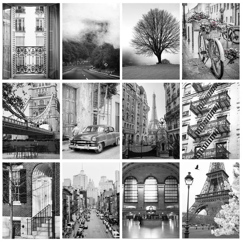 

CHENISTORY Mordern Paint By Numbers Paint Kit Black And White Landscape Diy Set Handicrafts Home Decors On Canvas Gift Easy