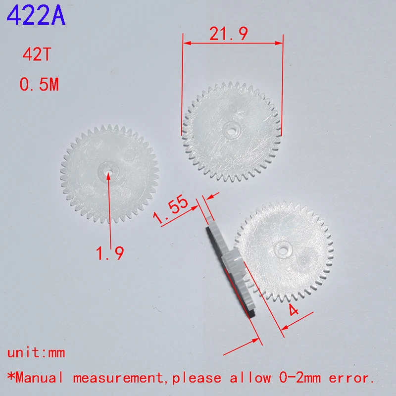 

10/100pcs 42T 0.5M 2/3mm hole plastic gear 0.5M DIY toy parts model accessories GP422A/423A
