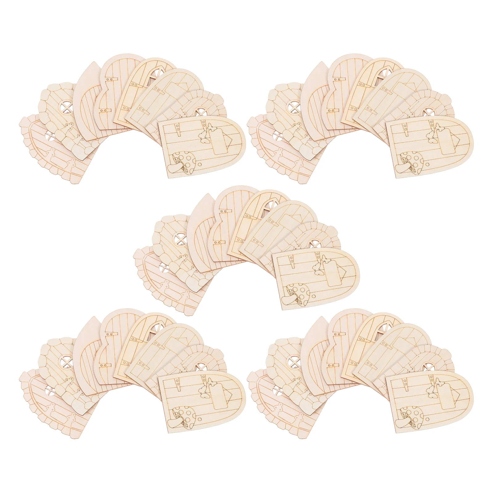 

40 Pcs Wooden Elf Door Decor Cutouts Slices Fairy Doors for Trees Outdoor Craft Decoration s Chips Office