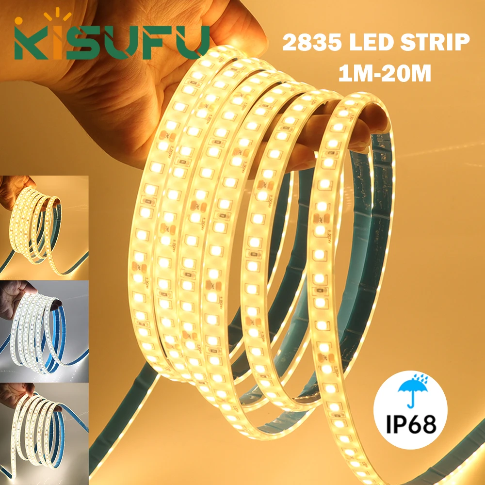 IP68 Waterproof LED Strip Light 12V 24V 2835 120LEDs/M High Bright White Natural Warm Ribbon Rope Room Swim Pool DIY Decor 1-20M