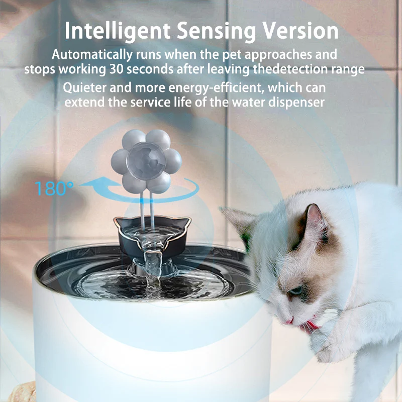 Automatic Filter Pet Cat Water Dispenser Silent Pump Cat Fountain, Circulating Fountain With Smart Sensor Pet Cat Water Disposer