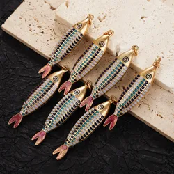 7 pieces DIY Blue Fish Charms Epoxy Mackerel Pendant Key Chain Pendant Hand-painted Enamel Jewelry Making Accessories