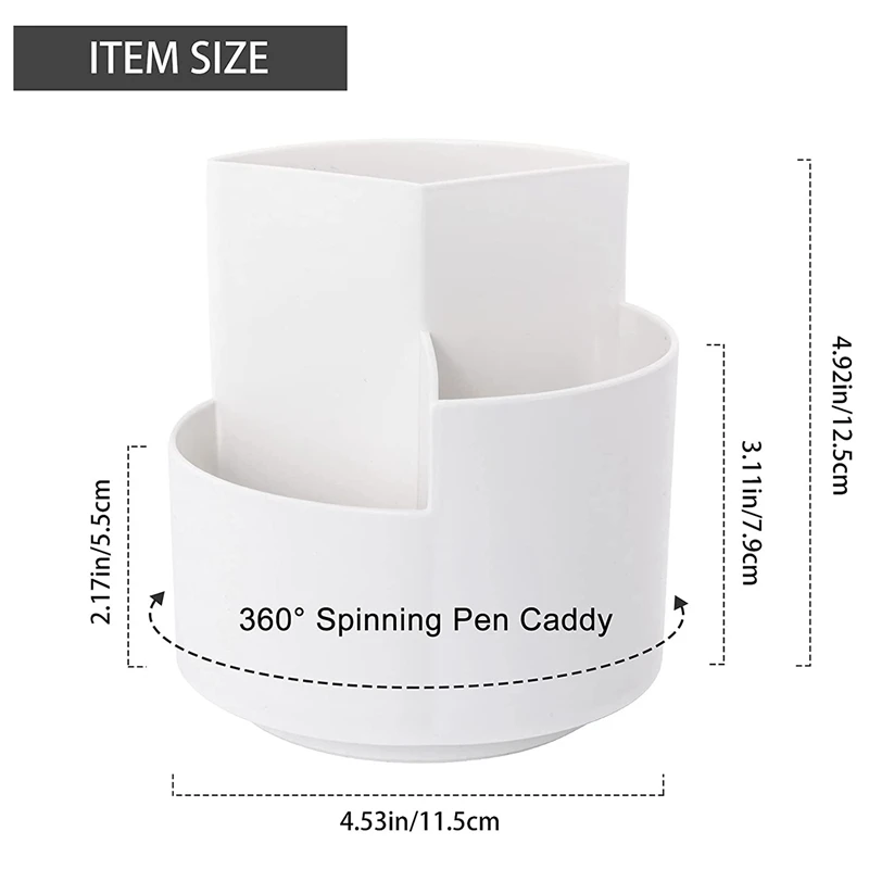 حامل قلم دوار متعدد الأغراض 3 فتحات مقسمة كأس قلم رصاص دوار منظم أقلام مكتبية للمنزل والمكتب